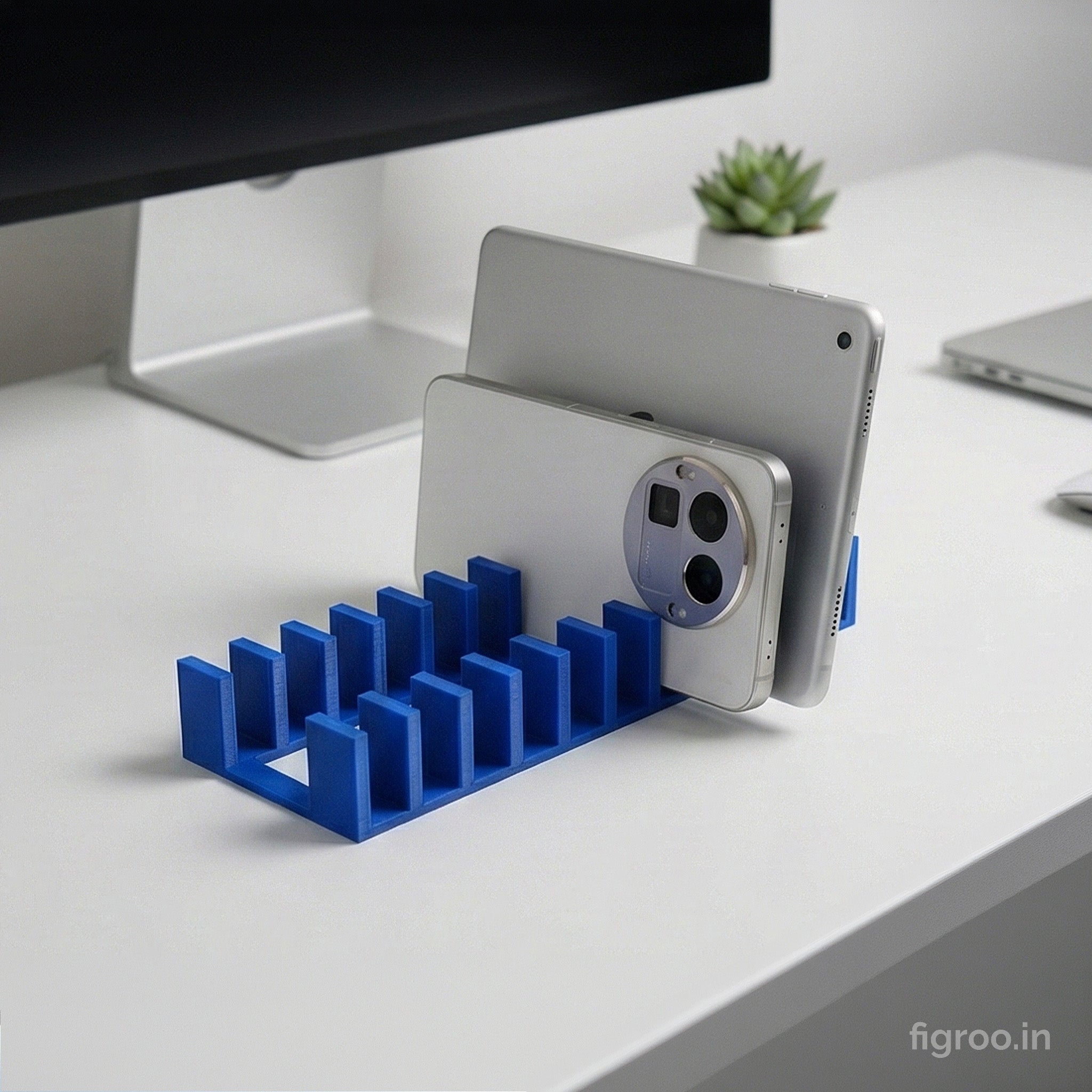 Minimalist 3D Printed Multi-Device Stand & Tech Organizer | 10 Slots | FIGROO