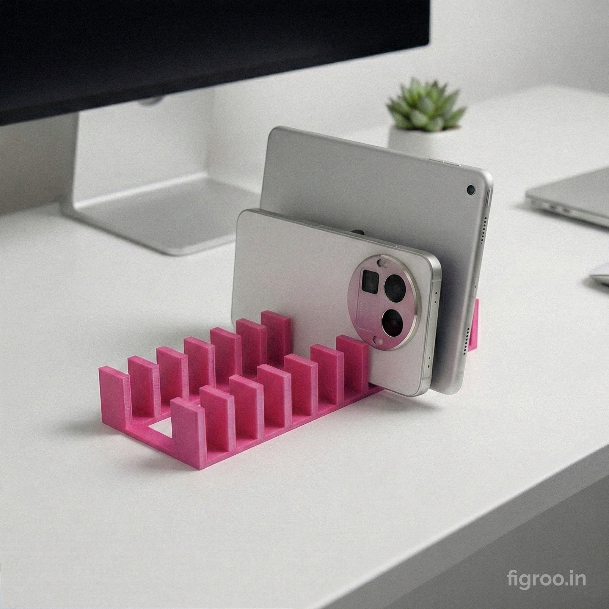 Minimalist 3D Printed Multi-Device Stand & Tech Organizer | 10 Slots | FIGROO