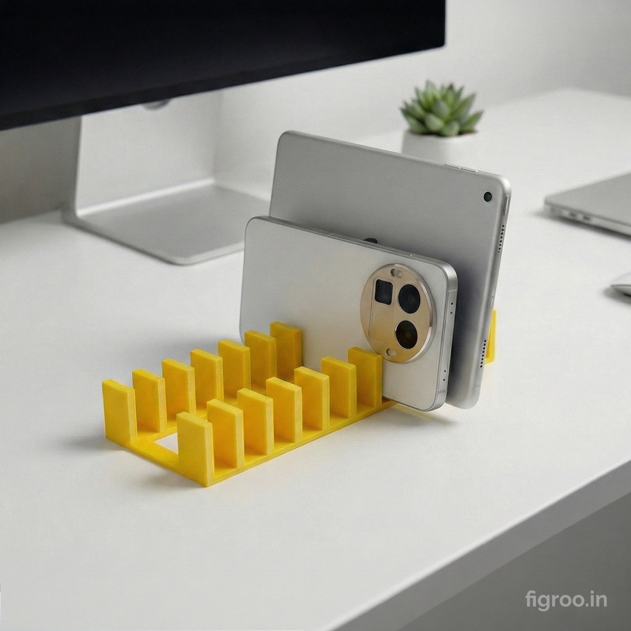 Minimalist 3D Printed Multi-Device Stand & Tech Organizer | 10 Slots | FIGROO